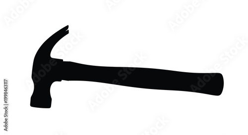 A black silhouette of a claw hammer against a white background silhouette