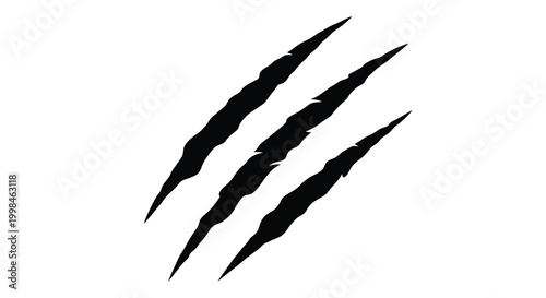 Dramatic claw marks slash across a stark white background silhouette