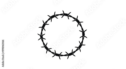 Circular arrangement of barbed wire creating a stark crown silhouette