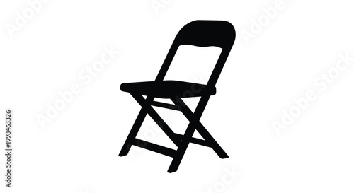 Simple black folding chair isolated on white background a stark silhouette