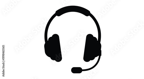 Black headphones with microphone a striking graphic silhouette