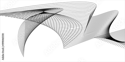 Latar belakang vektor abstrak dengan garis vektor bergelombang hitam.