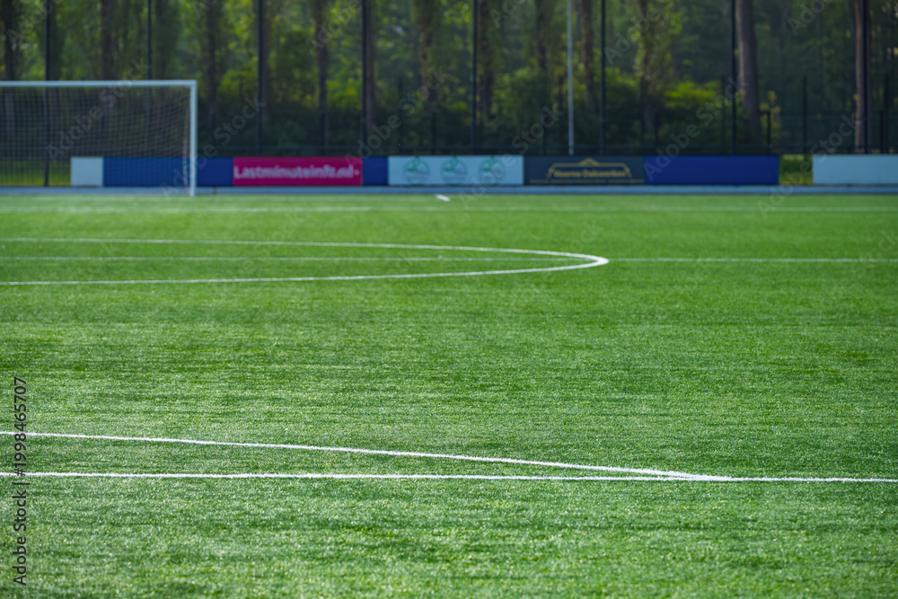 Obraz premium Empty Soccer Field With White Lines