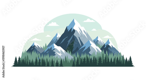Cuadro en lienzo Serene image of a forest silhouette under a crescent moon, evoking peace and tranquility