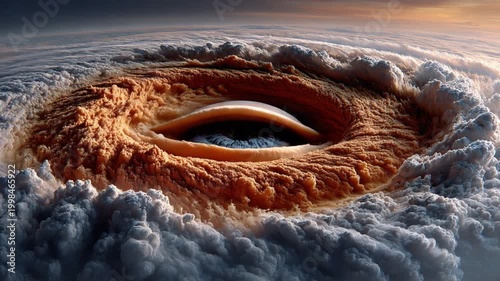 Eye of the Storm: A dramatic visual of a powerful cyclone, showcasing the mesmerizing eye surrounded by swirling clouds, creating a sense of awe and the raw force of nature.