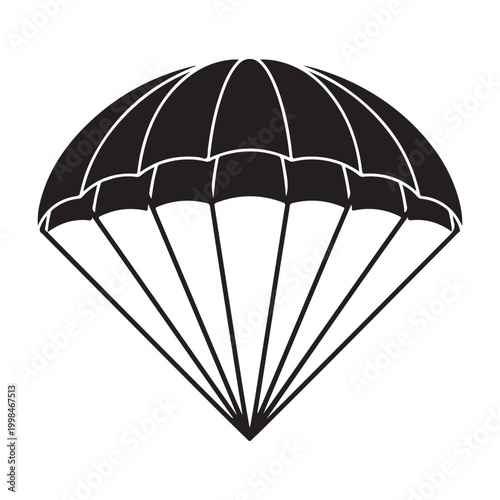 Bild auf Leinwand Black parachute vector illustration icon isolated on white background for skydiv