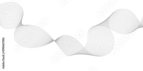 A 3d rendered illustration of a wavy black and white ribbon forming a digital design pattern with elegant curves and abstract lines that serve as a modern technology backdrop