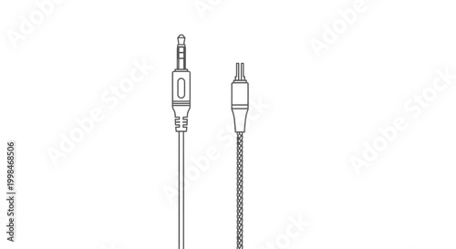 Audio cable isolated on white background with jack and connector