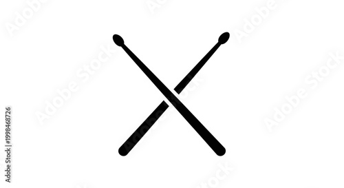 Black drumsticks crossed against white background musical instrument symbol