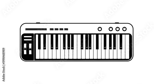Electronic keyboard instrument graphic isolated on white background for design
