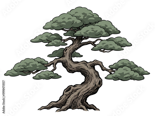 Artistic Bonsai Tree with Twisting Branches