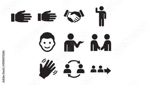 Fotografie Professional human interaction and communication hand gesture icon set
