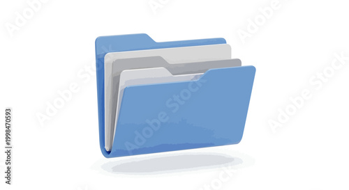 Blue File Folders Stacked On White Background For Organization Concepts