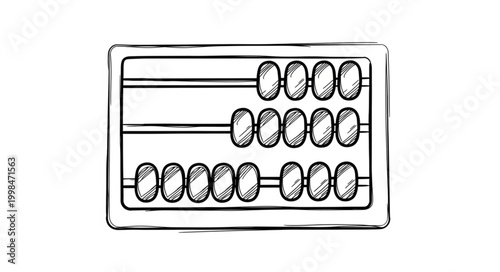 Hand drawn abacus counting tool with beads on rods.