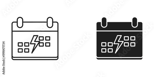 Contrast between light and dark calendar icons with lightning bolt symbols