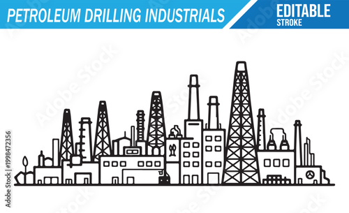 Oil Refinery Factory and Drilling Tower Outline Design