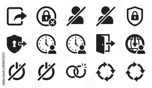 Set of black vector icons for system management and navigation with navigation