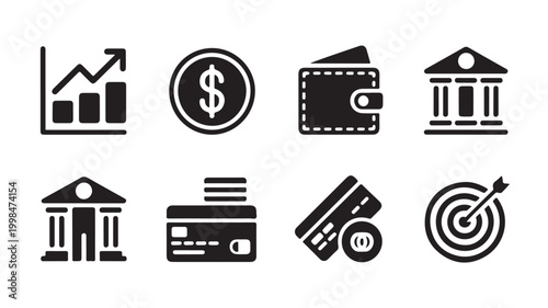 Business Finance Icons Set For Growth And Investment Concepts