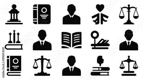 Foto Simple constitutional memorial silhouette icons for law and justice concepts