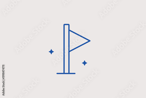 Marker flag line icon for identifying specific landmarks and setting waypoints on a digital map. Minimalist vector illustration for outdoor adventure apps and territorial marketing strategy presentati