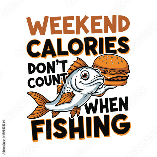 A humorous graphic shows three scared fish and a boastful fishing quote. design