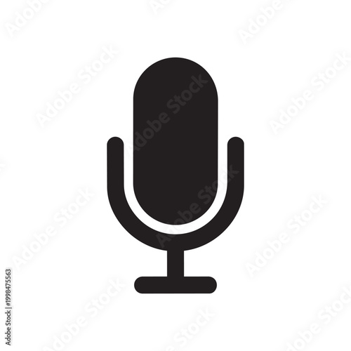 Microphone Mic Black Icon Vector Podcast Recording Symbol