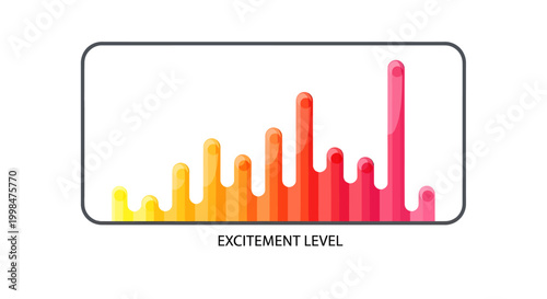Excitement level graph with colorful bars rising