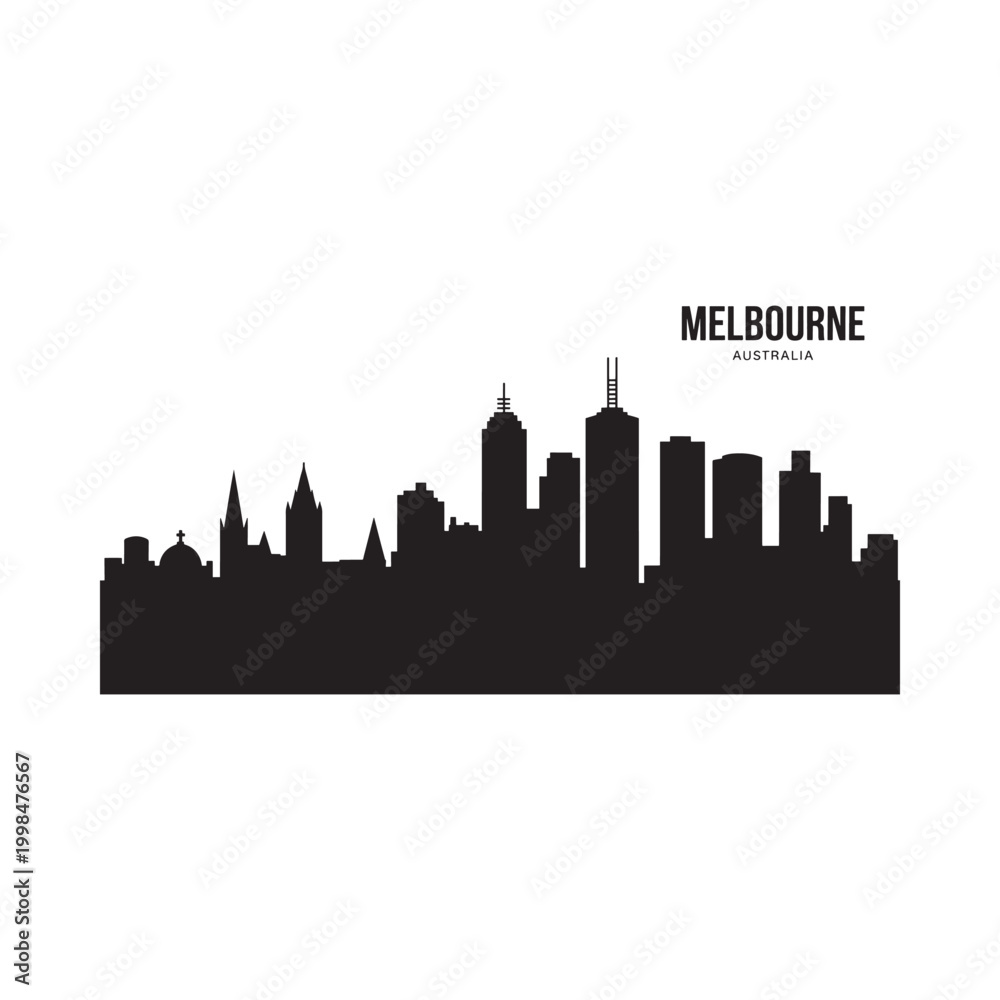Fototapeta premium melbourne skyline silhouette on white background high quality