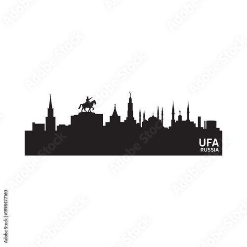 Tableau sur toile ufa skyline silhouette with architectural landmarks high quality