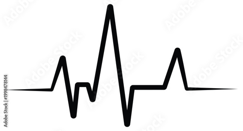 Black electrocardiogram line on a white background, heart rate heartbeat pulse
