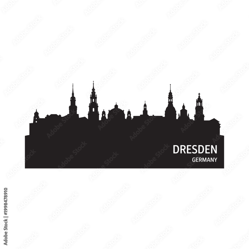 Naklejka premium dresden skyline silhouette on white background high quality
