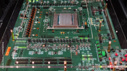 Big data gpu ai robot modern server center computer pc. Bitcoin and crypto mining farm. High tech server computers at work, data center modern supercomputer.