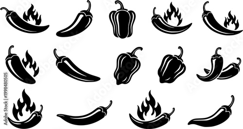 Hot chili paper icon set vector on white background. hot pepper, paprika vector illustraion
