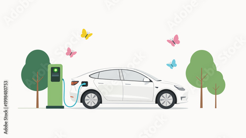 Electric car charging in nature