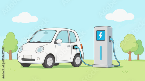 Electric car charging in nature