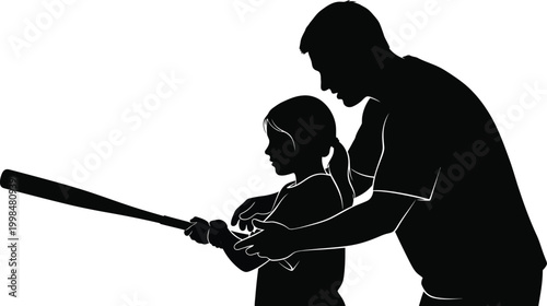 Happy father's day a heartwarming silhouette of father and child playing baseball together celebrating family bonds