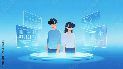 Two people using VR headsets