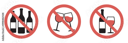 Alcoholic beverage prohibition signs and symbols, stop alcohol consumption