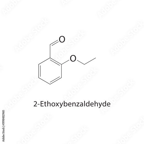 2-Ethoxybenzaldehyde skeletal structure. aldehyde compound schematic illustration. Simple diagram, chemical formula.