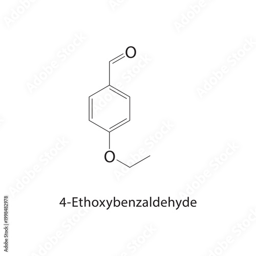 4-Ethoxybenzaldehyde skeletal structure. aldehyde compound schematic illustration. Simple diagram, chemical formula.