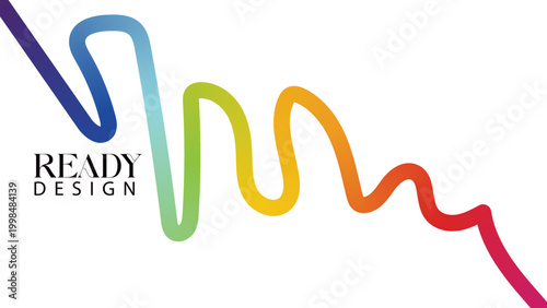 rainbow colored wave design element with text