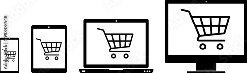 Internet Shopping Vector Illustration. E-commerce or Online Shopping Concept icons image on an isolated transparent background. Online shop transparency logo concept