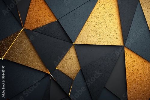 Stunning Modern Geometry With Sleek Black and Shimmering Gold Accents Generative AI