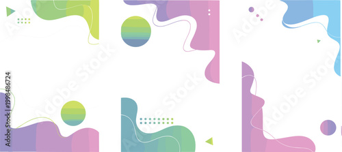 Modern abstract pastel fluid background set, creative liquid gradient frames for social media stories