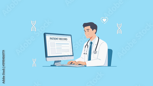 Doctor working on patient records