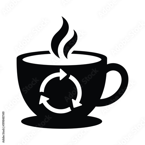 Coffee refresh cycle icon, workflow process loop concept vector