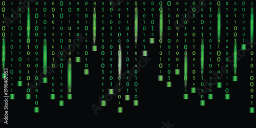 Abstract digital matrix background with green binary code