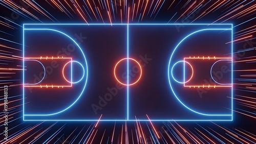 Futuristic Neon Laser Hockey Rink with Dynamic Light Trails