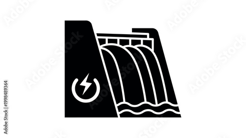 Hydropower Dam Energy Generation Icon Vector