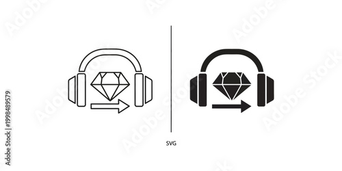 Transition from a basic to a premium headphone design with a gem icon and arrow.